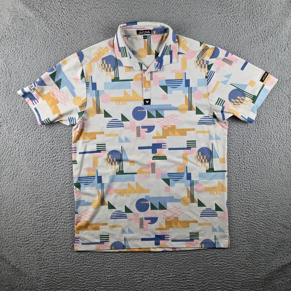 Bad Birdie Men's 1988 Golf Polo Shirt Mens Large All Over Print Golf Logo